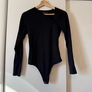 Abercrombie & Fitch Black Asymmetrical Neck Bodysuit